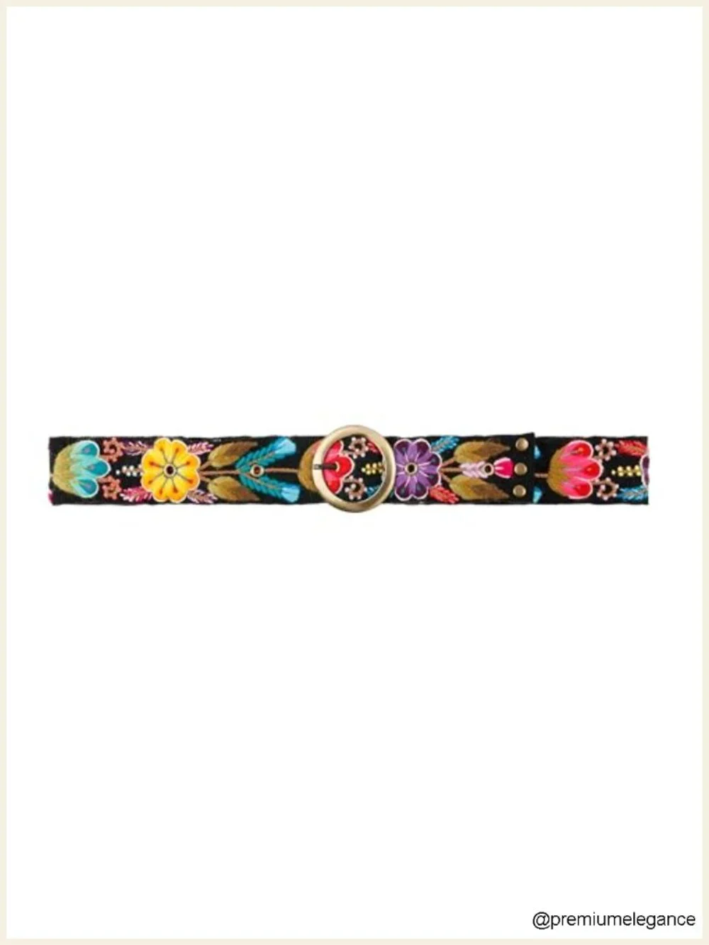 Women's Handmade Floral Embroidered Belt Wool Mexican Style